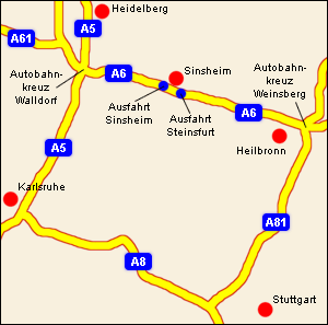 Anfahrt nach Sinsheim